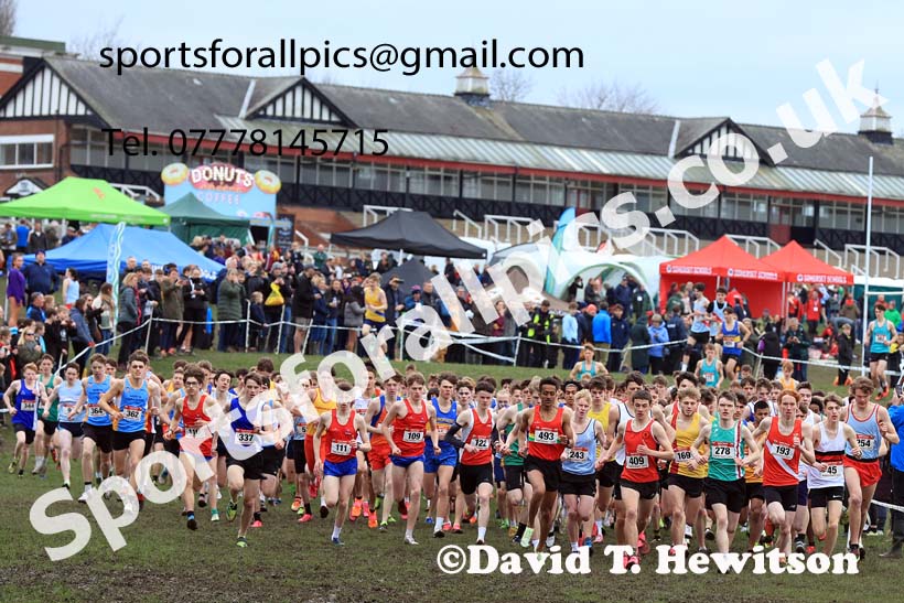 Senior Boys 2024 English Schools Cross Country Champs., Pontefract, March 16th.  Photo: David T. Hewitson/Sports for All Pics
